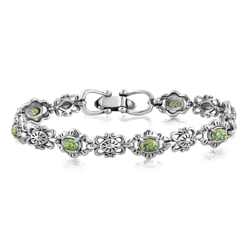 EXCLUSIVELY OURS! Sterling Silver Serpentine Concha Link Bracelet, Sizes Small to Large