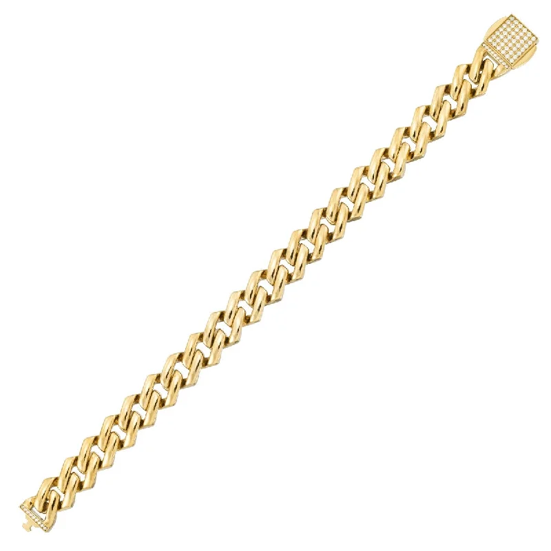 King by Simone I Smith Yellow Stainless Steel and Crystal 9-inch 12MM Curb Link Bracelet