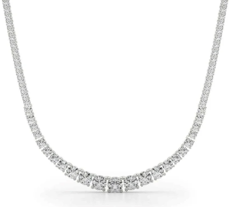 Lab Grown 20.00 Cttw. White Gold Diamond Riviera Necklace