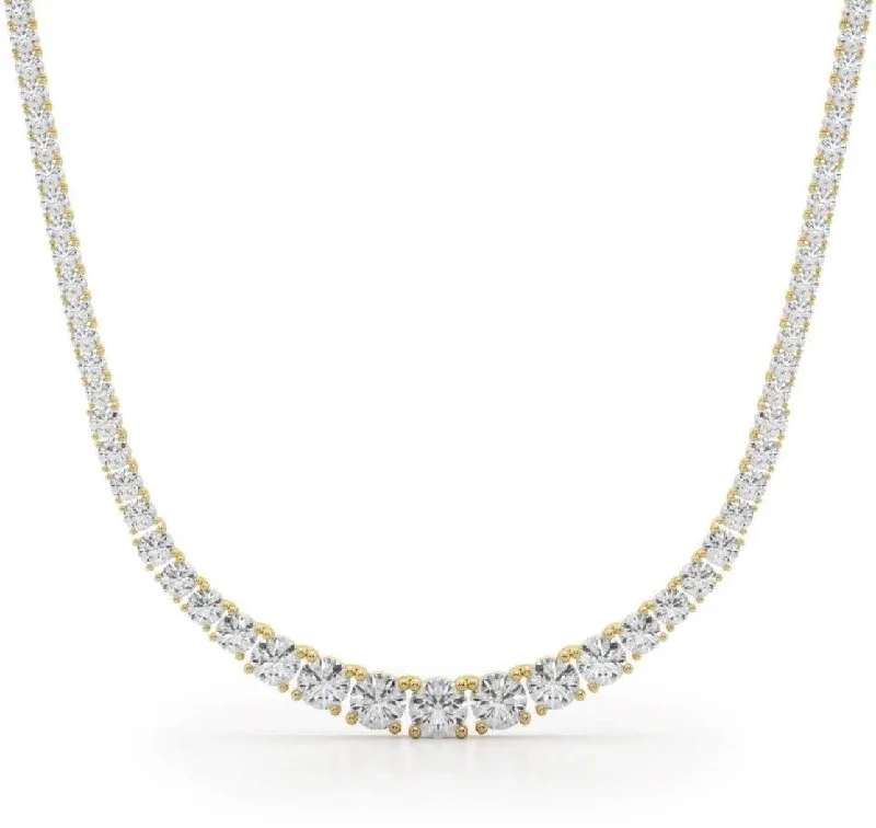 Lab Grown 20.00 Cttw. Yellow Gold Diamond Riviera Necklace