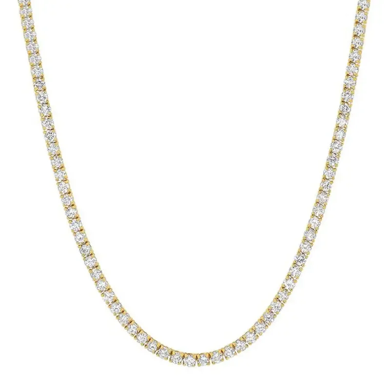 Lab Grown 6.04 Cttw. Yellow Gold Diamond Tennis Necklace