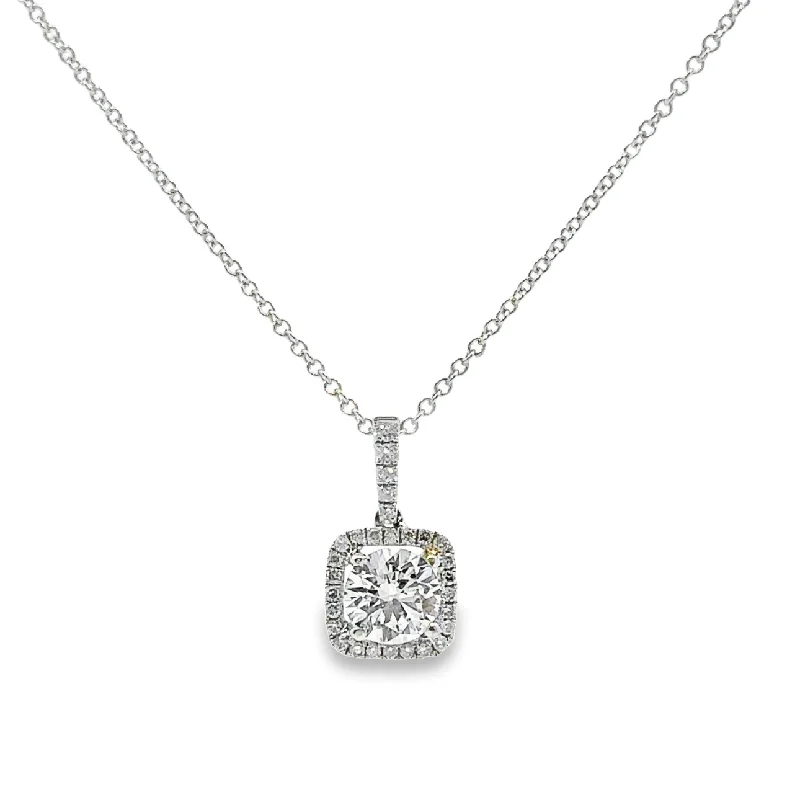 Lab Grown White Gold Diamond Halo Pendant