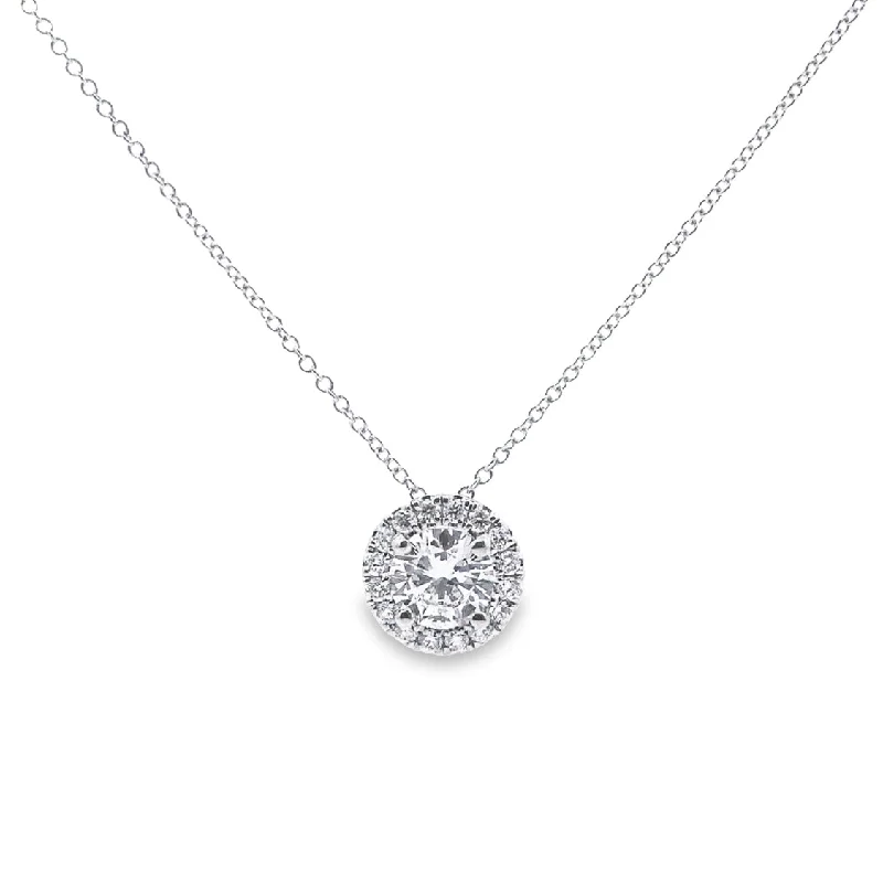 Lab Grown White Gold Diamond Halo Pendant