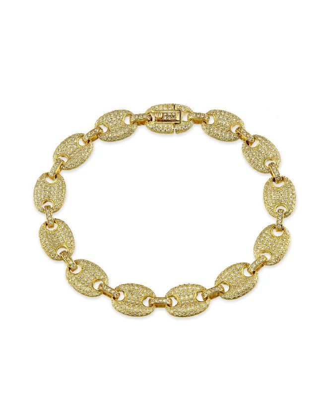 Luxe Layers 14KT Yellow Gold Plated Sterling Silver Cubic Zirconia 8.5-inch 10MM Anchor Link Bracelet