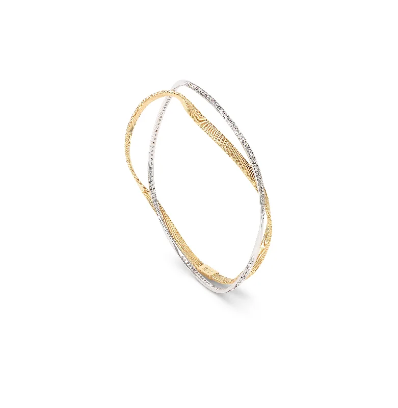 Marco Bicego Marrakech Mixed Metals 2 Strand Diamond Bangle