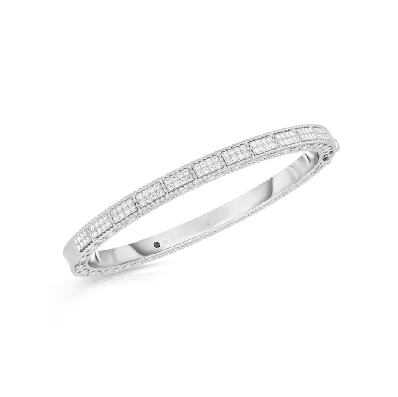 Roberto Coin Mosaic White Gold Bangle with Diamonds