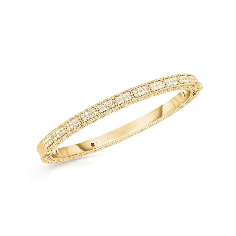 Roberto Coin Mosaic Yellow Gold Diamond Bangle