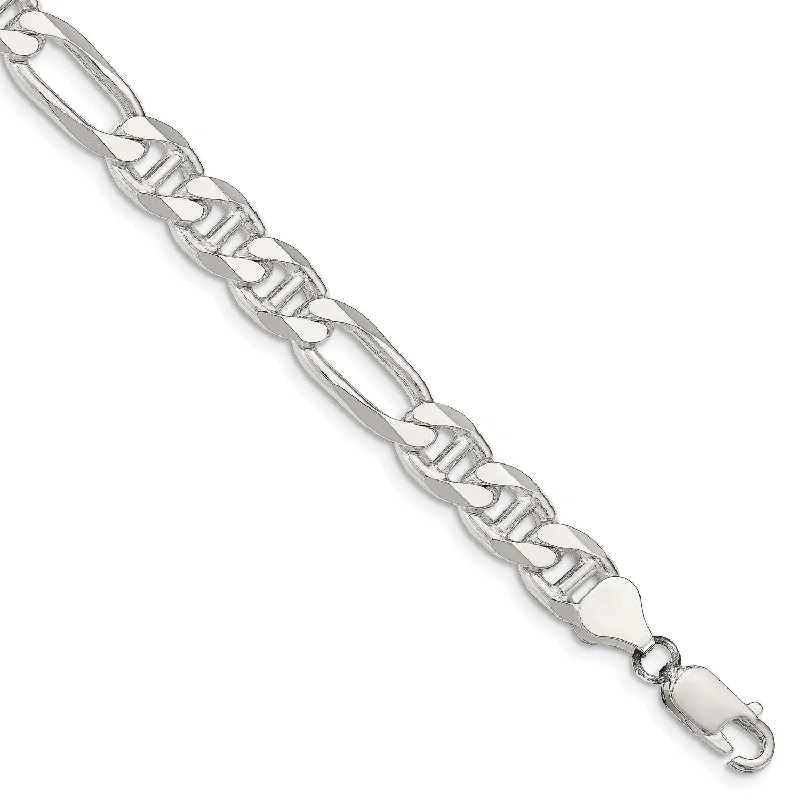 Sterling Silver 9-inch 7.75MM Figaro Anchor Link Bracelet