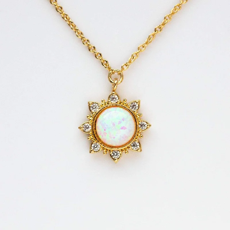 White Opal Sun Necklace