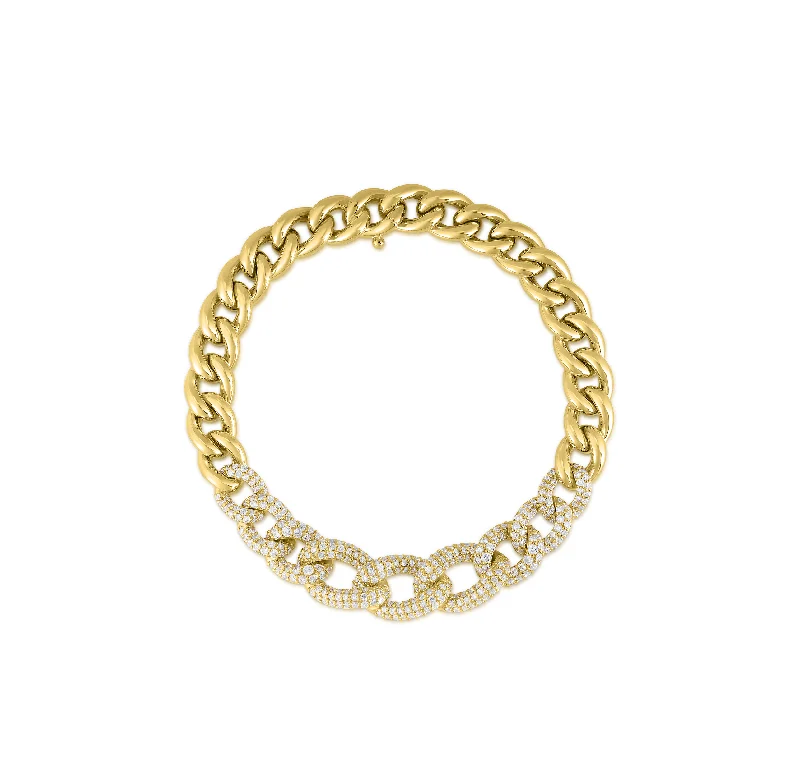 Sabel Collection Yellow Gold Diamond Graduated Link Bracelet