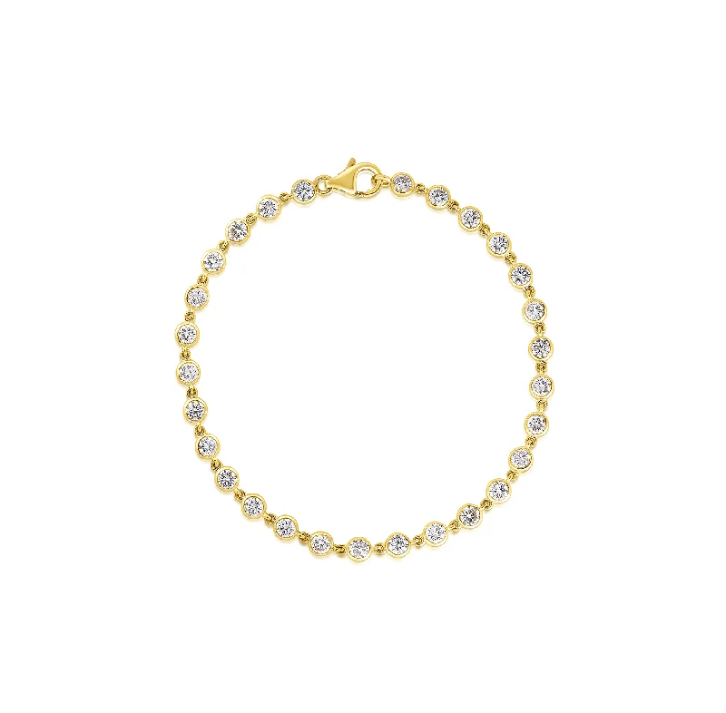 Sabel Collection Yellow Gold Round Diamond Bezel Set Tennis Bracelet